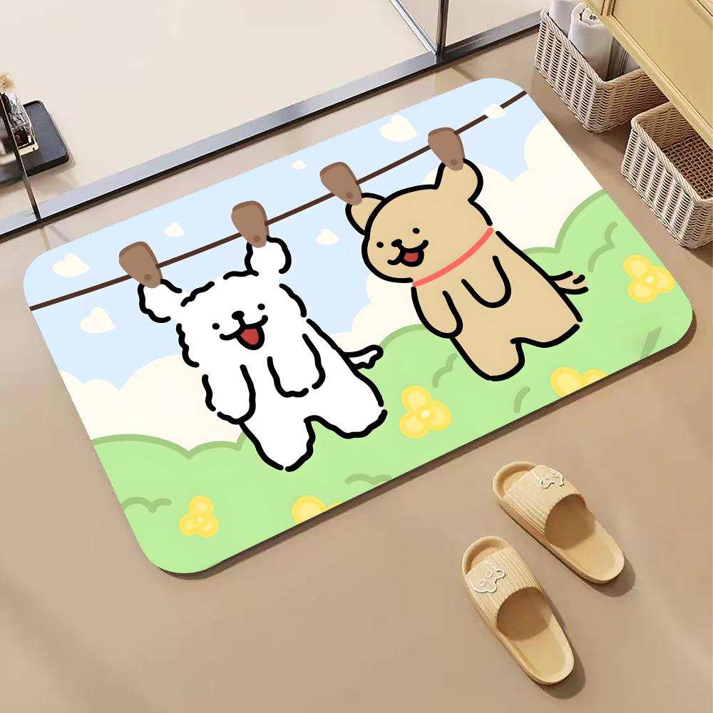 Quick Dry Diatomite Bath Mat - Anime L-LINE FRIENDS Welpen-Bodenmatte, Diatomit-Badematte, schnell