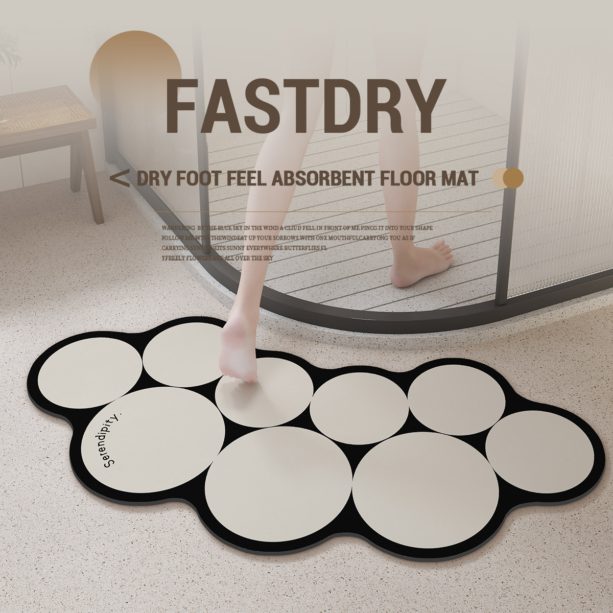 Quick Dry Diatomite Bath Mat - Kieselgur-Badematte, Badezimmerteppich, schnell trocknend, rutschfest, Fußbodenmatten,