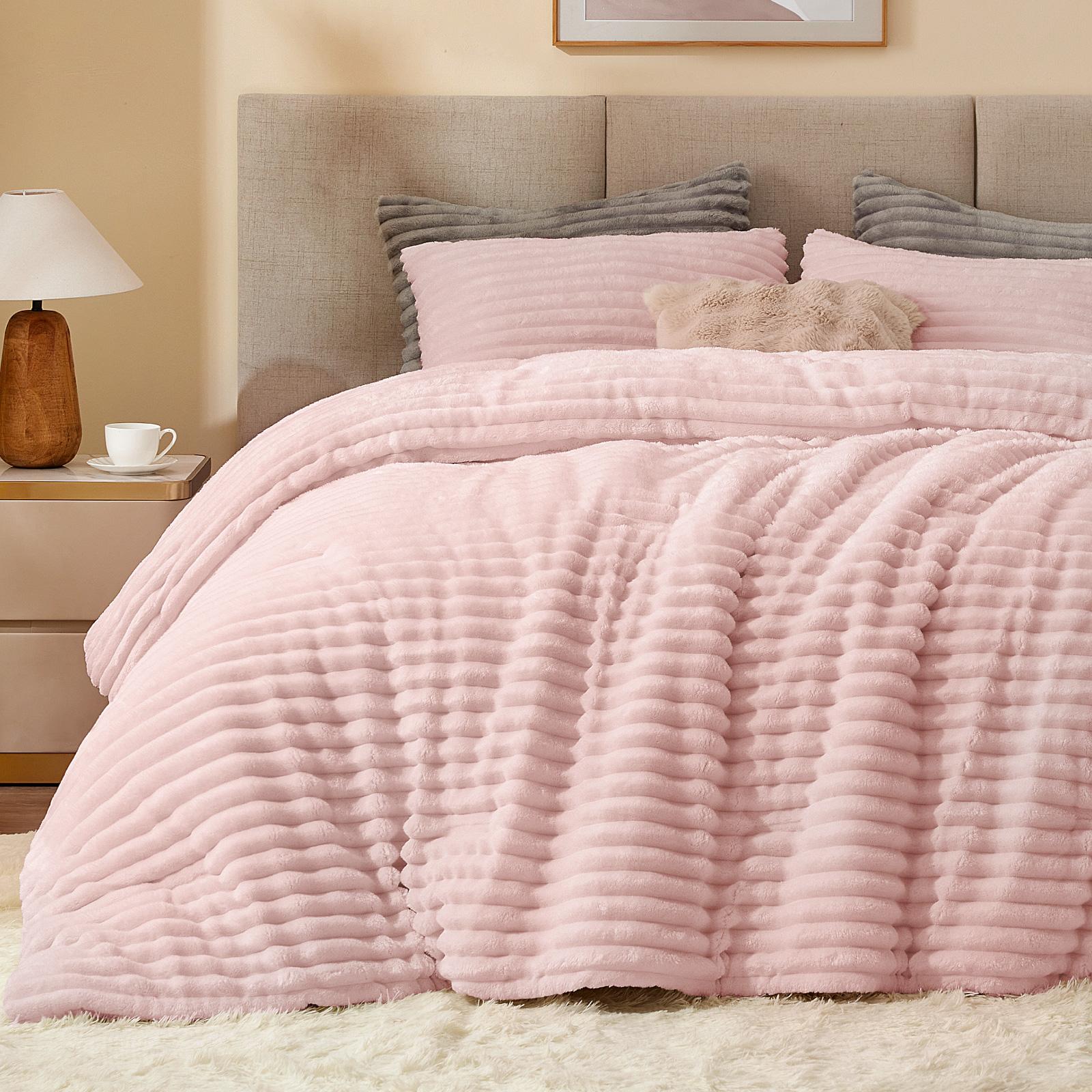 Fluffy Fleece Comforter King Size - Superweiches, flauschiges Fleece-Bettwäsche-Set, dick, warm, für