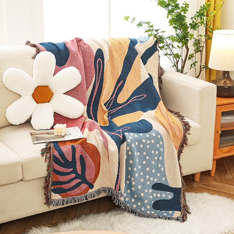 Boho Throw Blanket Fringe - Textilstadt ins Alice Pflanzen muster Sofa