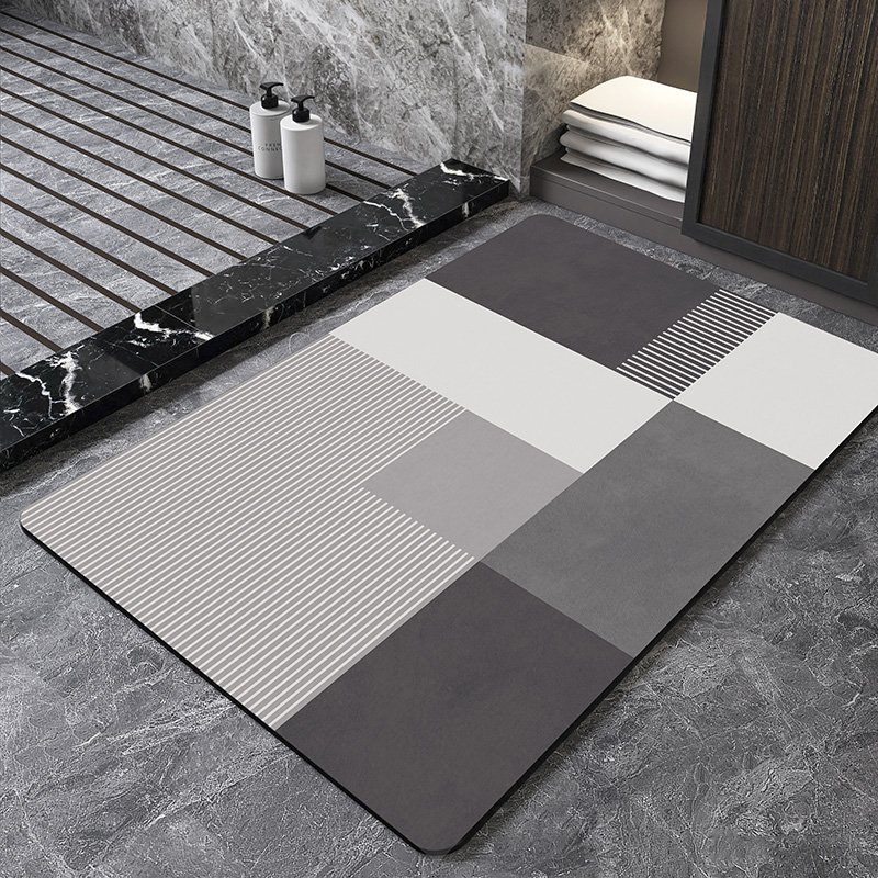 Quick Dry Diatomite Bath Mat - Nordische Geometrische Diatomeenerde-Badematte Superabsorbierende Fußmatte Rutschfeste