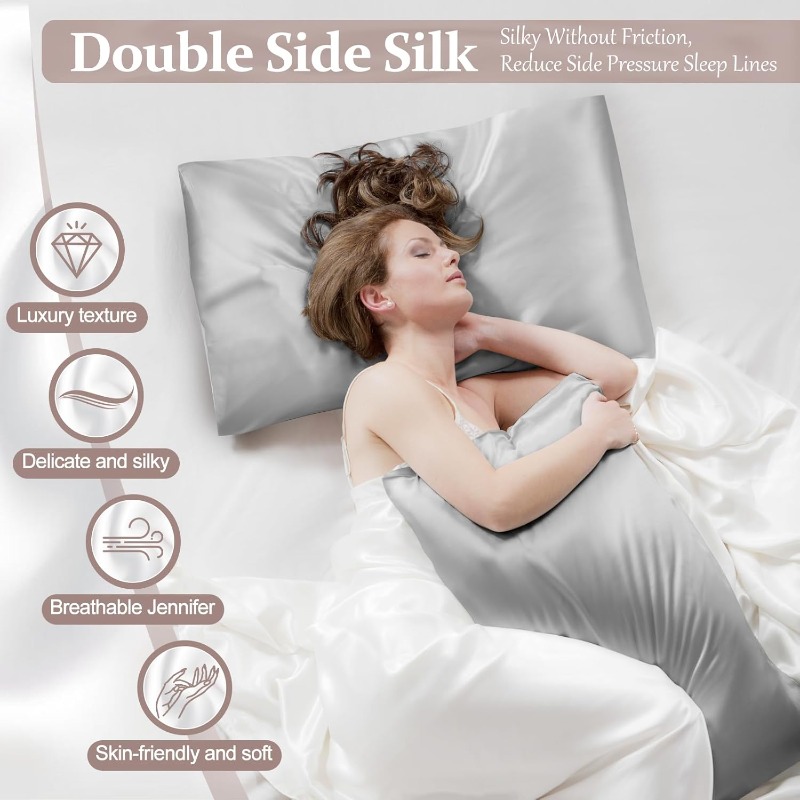 2 Stück Satin-Seidenkissenbezü – Satin Silk Pillowcase Hair Skin Bewertung und Preis