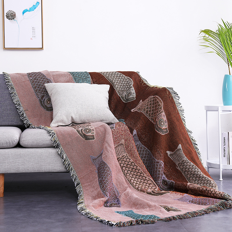 Koi-Fisch Jacquard-Gewebte Wur – Boho Throw Blanket Fringe Bewertung und Preis