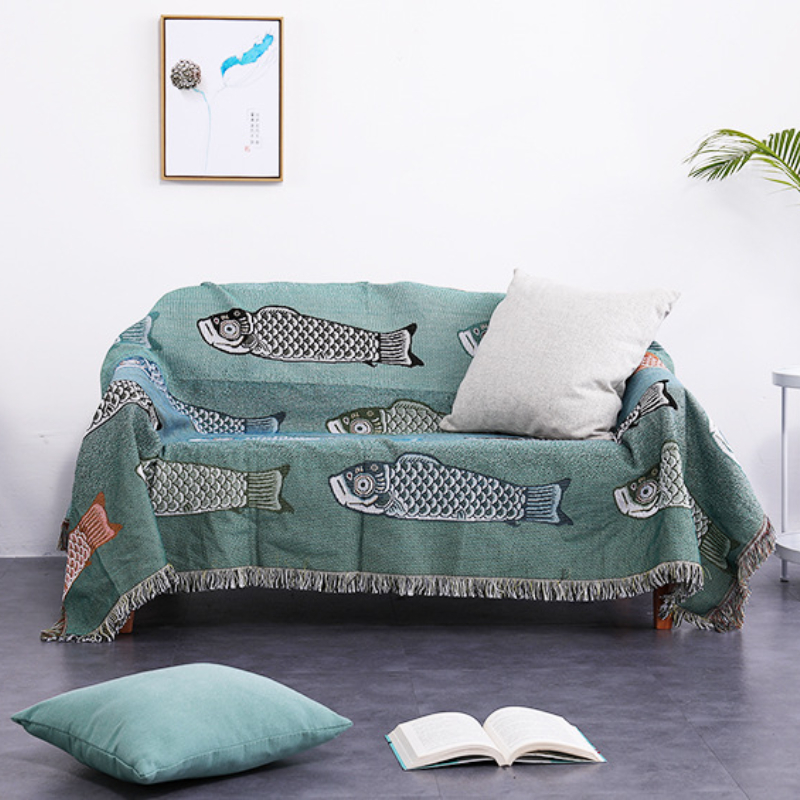 Koi-Fisch Jacquard-Gewebte Wur – Boho Throw Blanket Fringe Bewertung und Preis