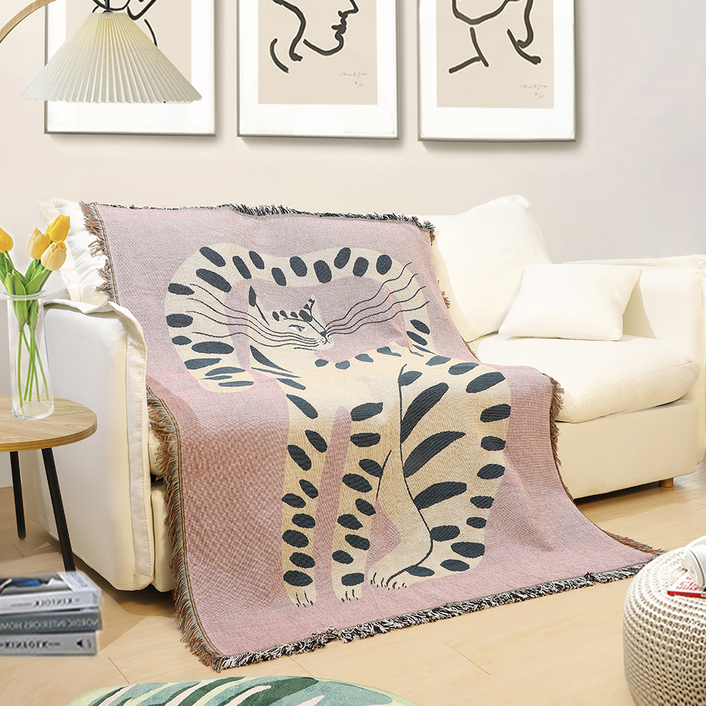 Boho Abstrakte Katzen-Jacquard – Boho Throw Blanket Fringe Bewertung und Preis